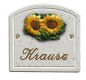 Preview: Haustürschild Maison Signée Bogen 13 x 13 cm Sonnenblumen