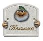 Preview: Haustürschild Maison Signée Bogen 13 x 13 cm Zwerg m. Hände