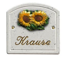 Haustürschild Maison Signée Bogen 13 x 13 cm Sonnenblumen