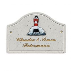 Haustürschild Maison Signée Bogen 23 x 16 cm Leuchtturm