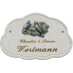 Haustürschild Maison Signée Wolke 27 x 18 cm Vogelpaar