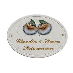 Haustürschild Maison Signée oval 23 x 17 cm Zwerge