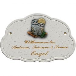 Haustürschild Maison Signée Wolke 27 x 18 cm Eulen