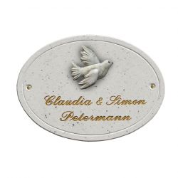 Haustürschild Maison Signée oval 23 x 17 cm Taube