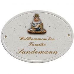Haustürschild Maison Signée oval 27 x 20 cm Katze
