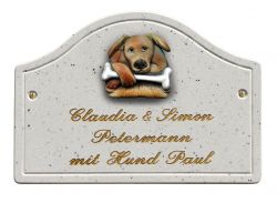 Haustürschild Maison Signée Bogen 23 x 16 cm Hund