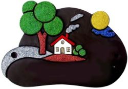 Türschild mit Baum und Haus gross