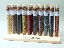 Raücherharze in Glasröhrchen