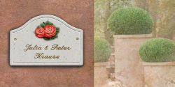 Haustürschild Maison Signée Bogen 23 x 16 cm Rosen
