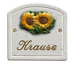 Haustürschild Maison Signée Bogen 13 x 13 cm Sonnenblumen