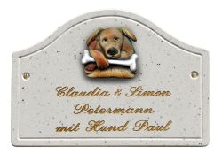 Preview: Haustürschild Maison Signée Bogen 23 x 16 cm Hund