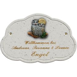 Preview: Haustürschild Maison Signée Wolke 27 x 18 cm Eulen