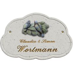 Haustürschild Maison Signée Wolke 27 x 18 cm Vogelpaar