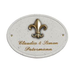 Preview: Haustürschild Maison Signée oval 23 x 17 cm Fleur-de-Lis