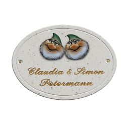 Preview: Haustürschild Maison Signée oval 23 x 17 cm Zwerge