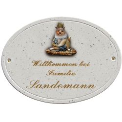 Preview: Haustürschild Maison Signée oval 27 x 20 cm Katze
