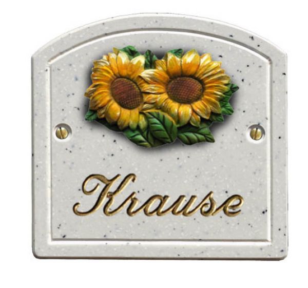 Haustürschild Maison Signée Bogen 13 x 13 cm Sonnenblumen