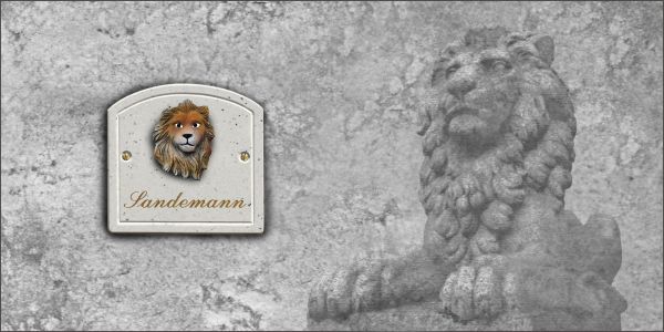 Haustürschild Maison Signée Bogen 13 x 13 cm Löwe