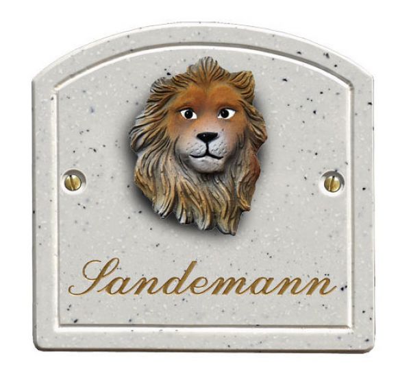 Haustürschild Maison Signée Bogen 13 x 13 cm Löwe