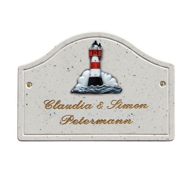 Haustürschild Maison Signée Bogen 23 x 16 cm Leuchtturm