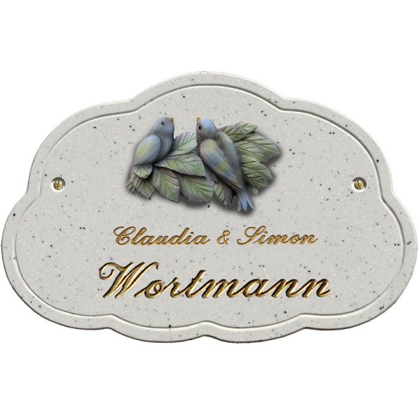 Haustürschild Maison Signée Wolke 27 x 18 cm Vogelpaar