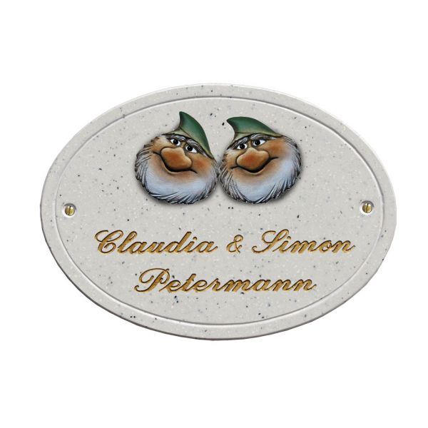Haustürschild Maison Signée oval 23 x 17 cm Zwerge