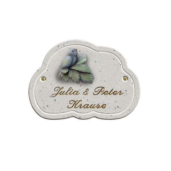Haustürschild Maison Signée Wolke 18 x 13 cm Vogel