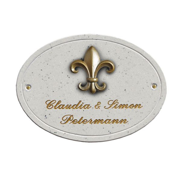 Haustürschild Maison Signée oval 23 x 17 cm Fleur-de-Lis