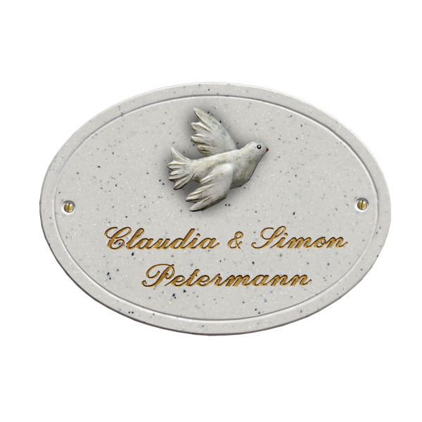 Haustürschild Maison Signée oval 23 x 17 cm Taube