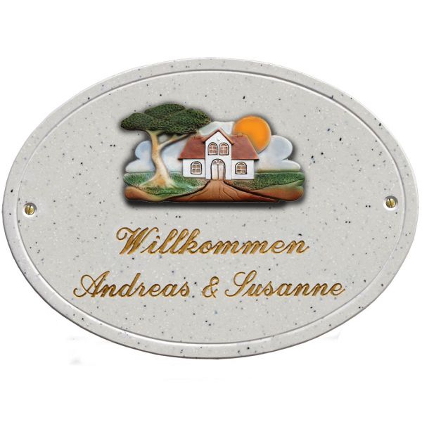 Haustürschild Maison Signée oval 27 x 20 cm Haus