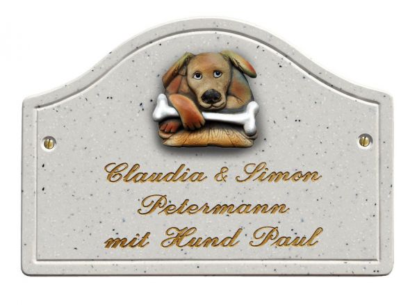 Haustürschild Maison Signée Bogen 23 x 16 cm Hund