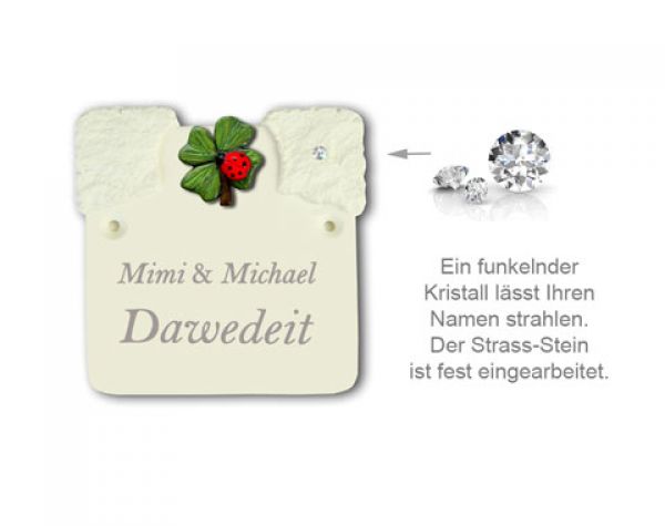 Wohnungstürschild Quadrat klein mit Kristallen