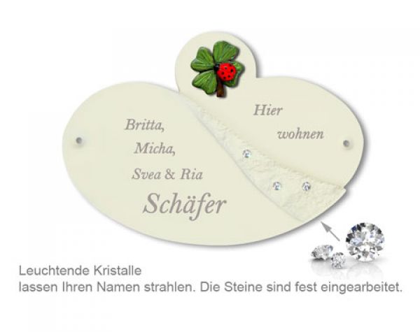 Wohnungstürschild Korpus mit Kristallen