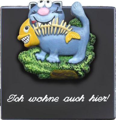 Sprücheschild Katze Ich wohne auch hier!