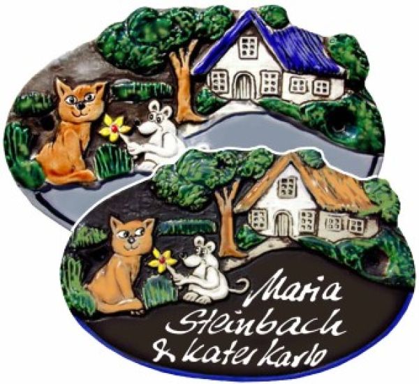 Türschild mit Katze und Maus