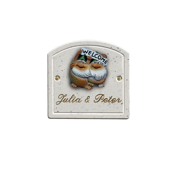 Haustürschild Maison Signée Bogen 13 x 13 cm Zwerge