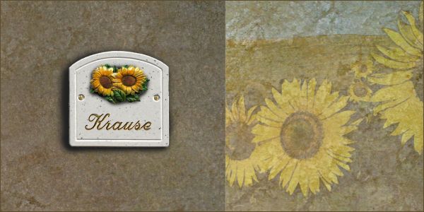 Haustürschild Maison Signée Bogen 13 x 13 cm Sonnenblumen