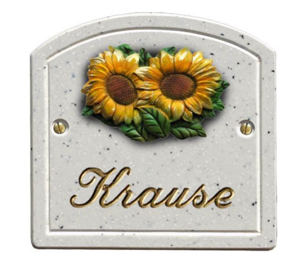 Haustürschild Maison Signée Bogen 13 x 13 cm Sonnenblumen