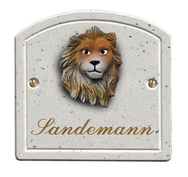 Haustürschild Maison Signée Bogen 13 x 13 cm Löwe