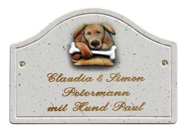 Haustürschild Maison Signée Bogen 23 x 16 cm Hund