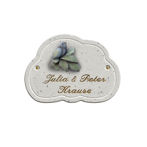 Haustürschild Maison Signée Wolke 18 x 13 cm Vogel