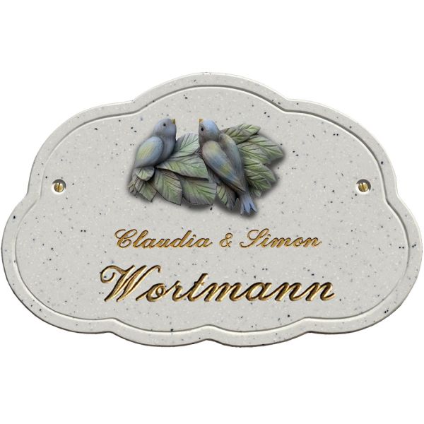 Haustürschild Maison Signée Wolke 27 x 18 cm Vogelpaar